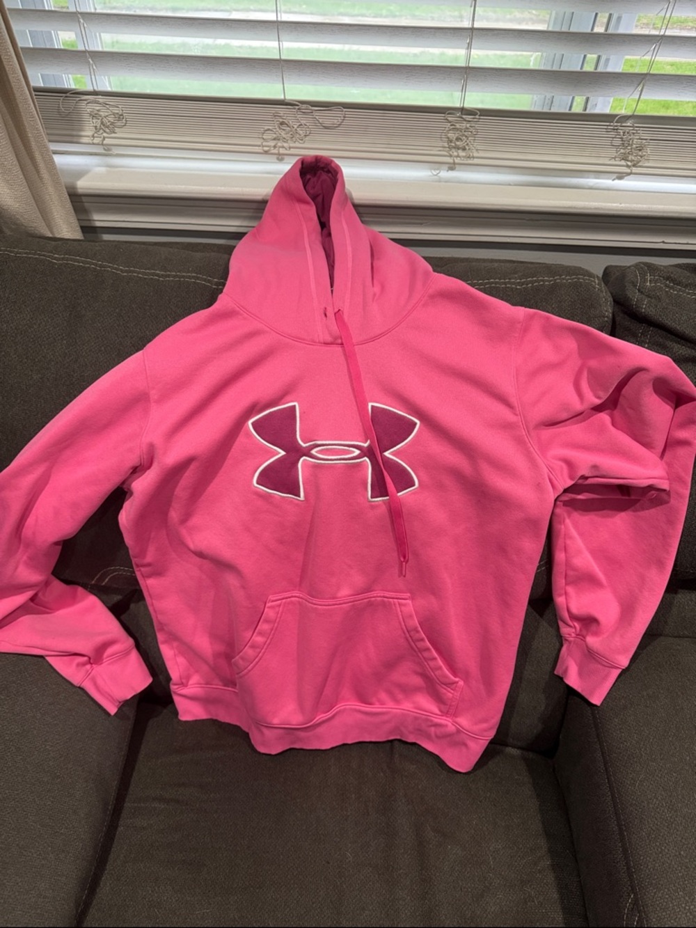 Under Armour Hot Pink Pullover Hoodie with White Logo